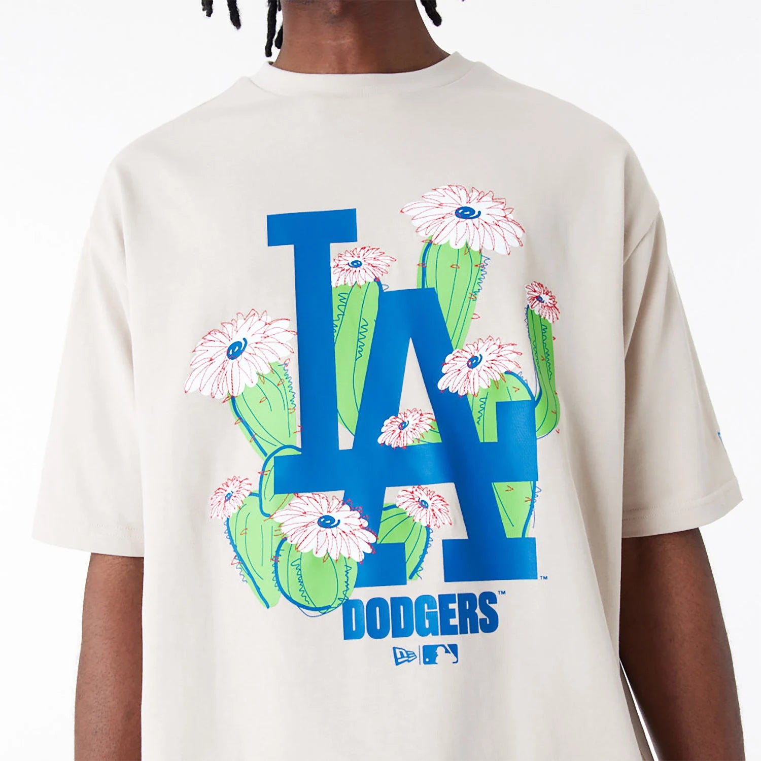 LA Dodgers Floral Logo Stone Oversized T-Shirt