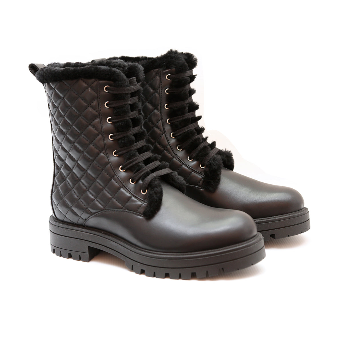 Lara Shearling Combat Boots for Women