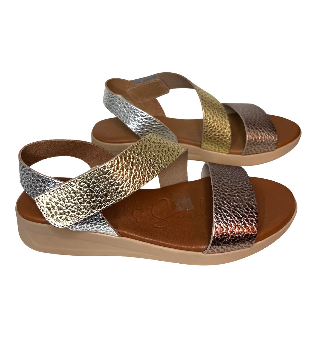 Leather sandals with Velcro closure