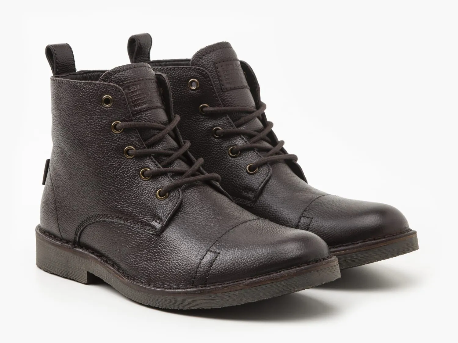 Levi's Dark Brown Lace Up Leather Track Boots