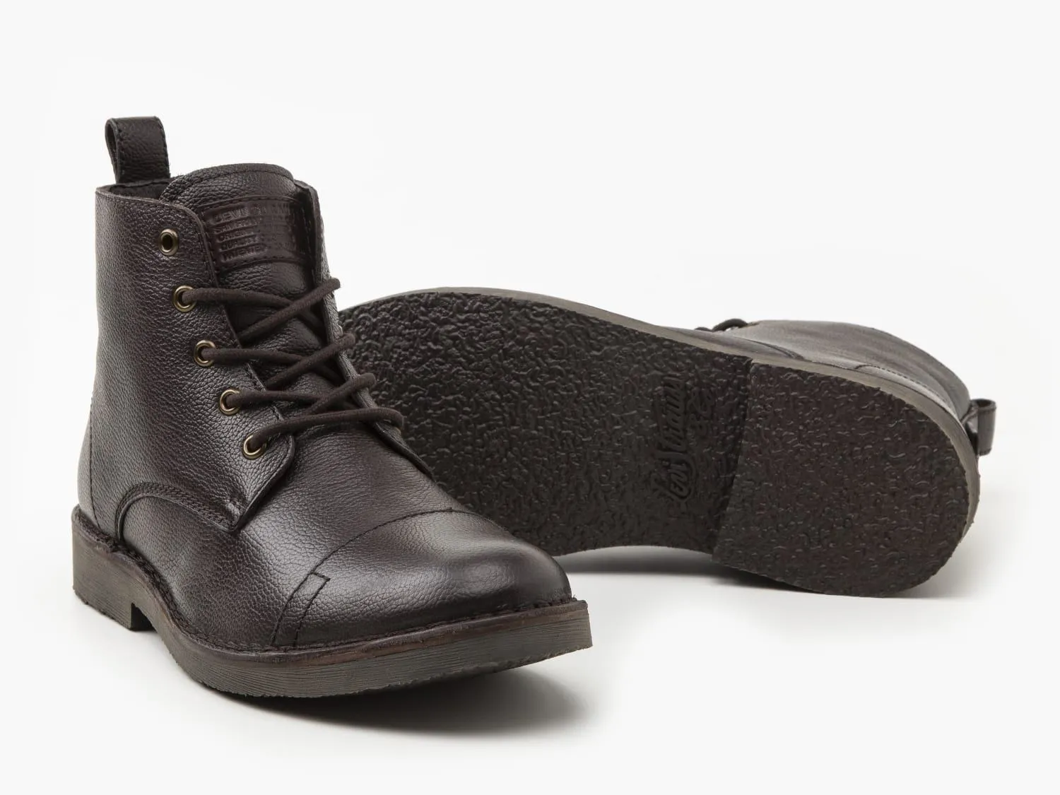 Levi's Dark Brown Lace Up Leather Track Boots