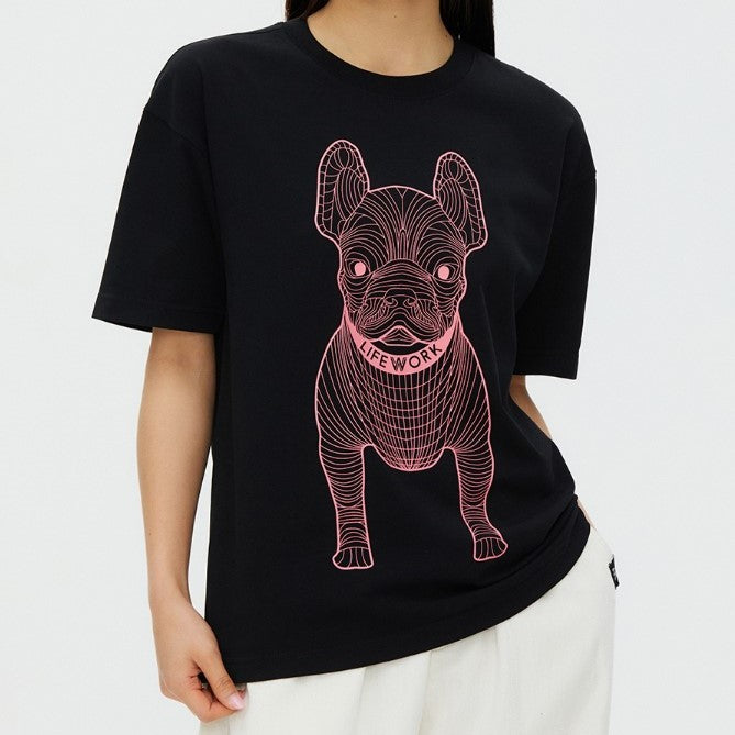 LifeWork Outline Bulldog T-Shirt - Black/Pink