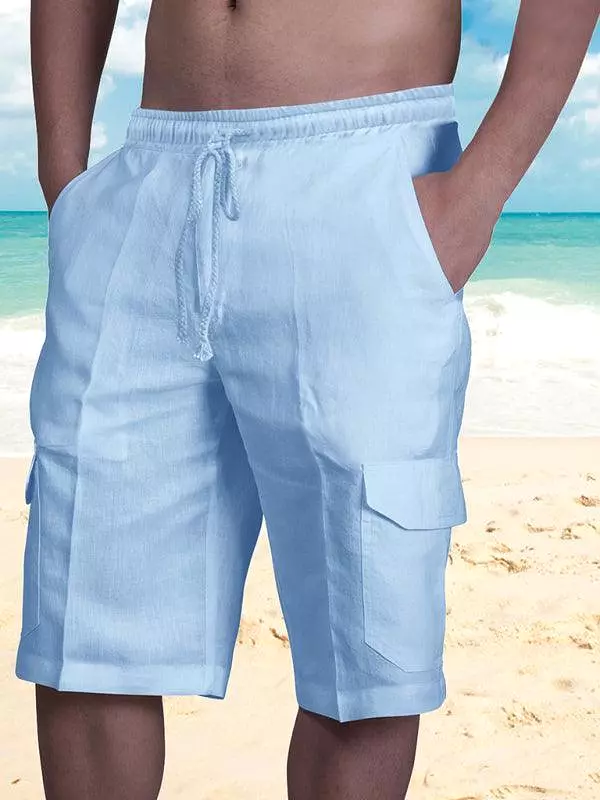 Linen Cargo Shorts for Men