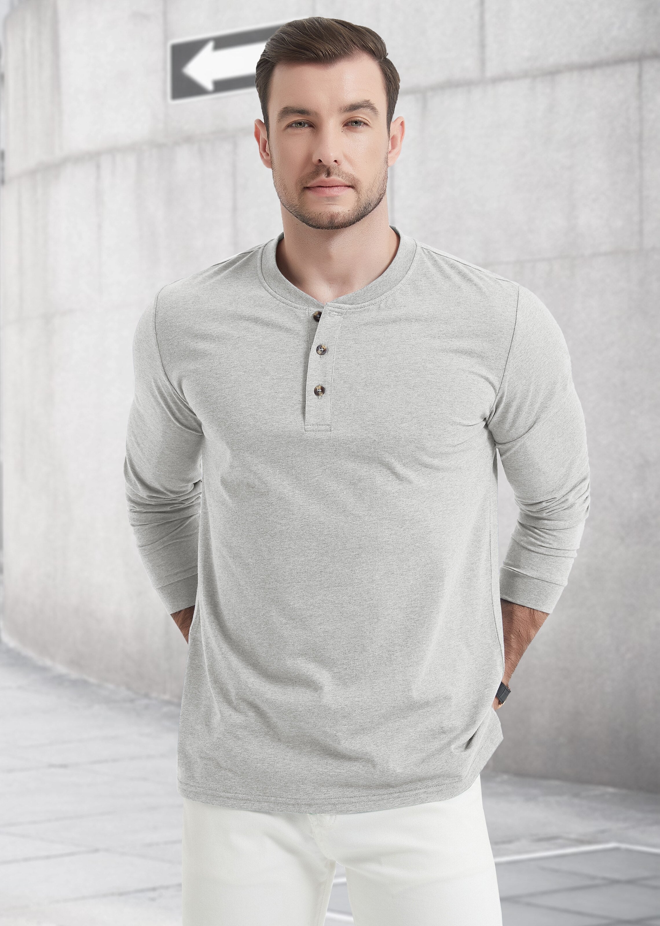 long sleeve cotton henley t-shirts, casual long sleeve t-shirts, pullover tops, henley neck clothing for men, autumn spring coll