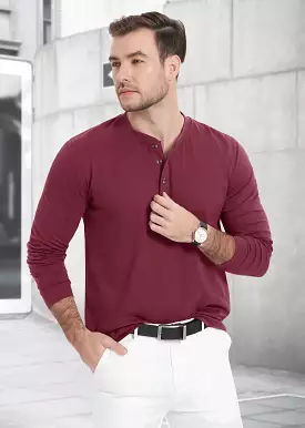 long sleeve cotton henley t-shirts, casual long sleeve t-shirts, pullover tops, henley neck clothing for men, autumn spring coll