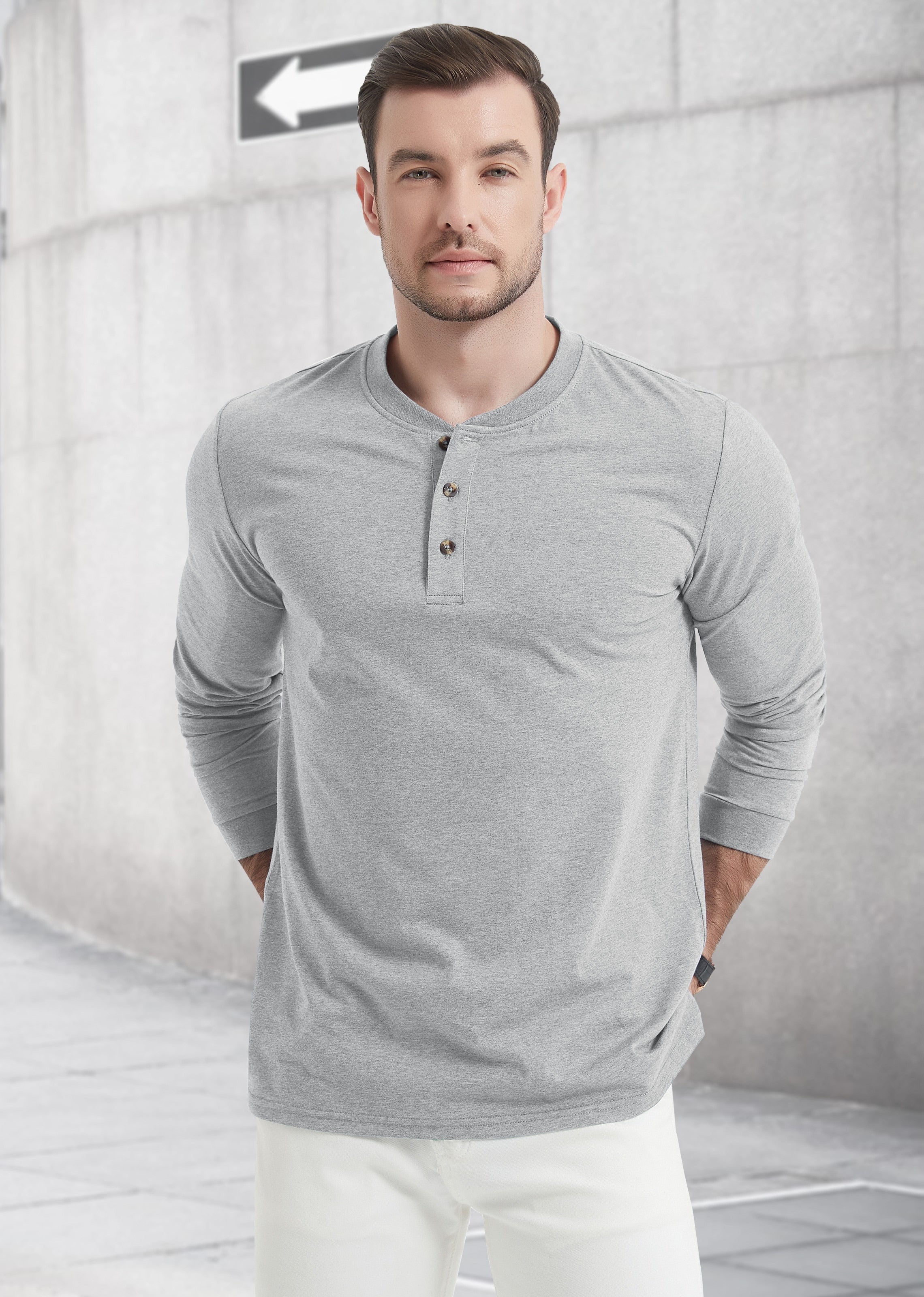 long sleeve cotton henley t-shirts, casual long sleeve t-shirts, pullover tops, henley neck clothing for men, autumn spring coll