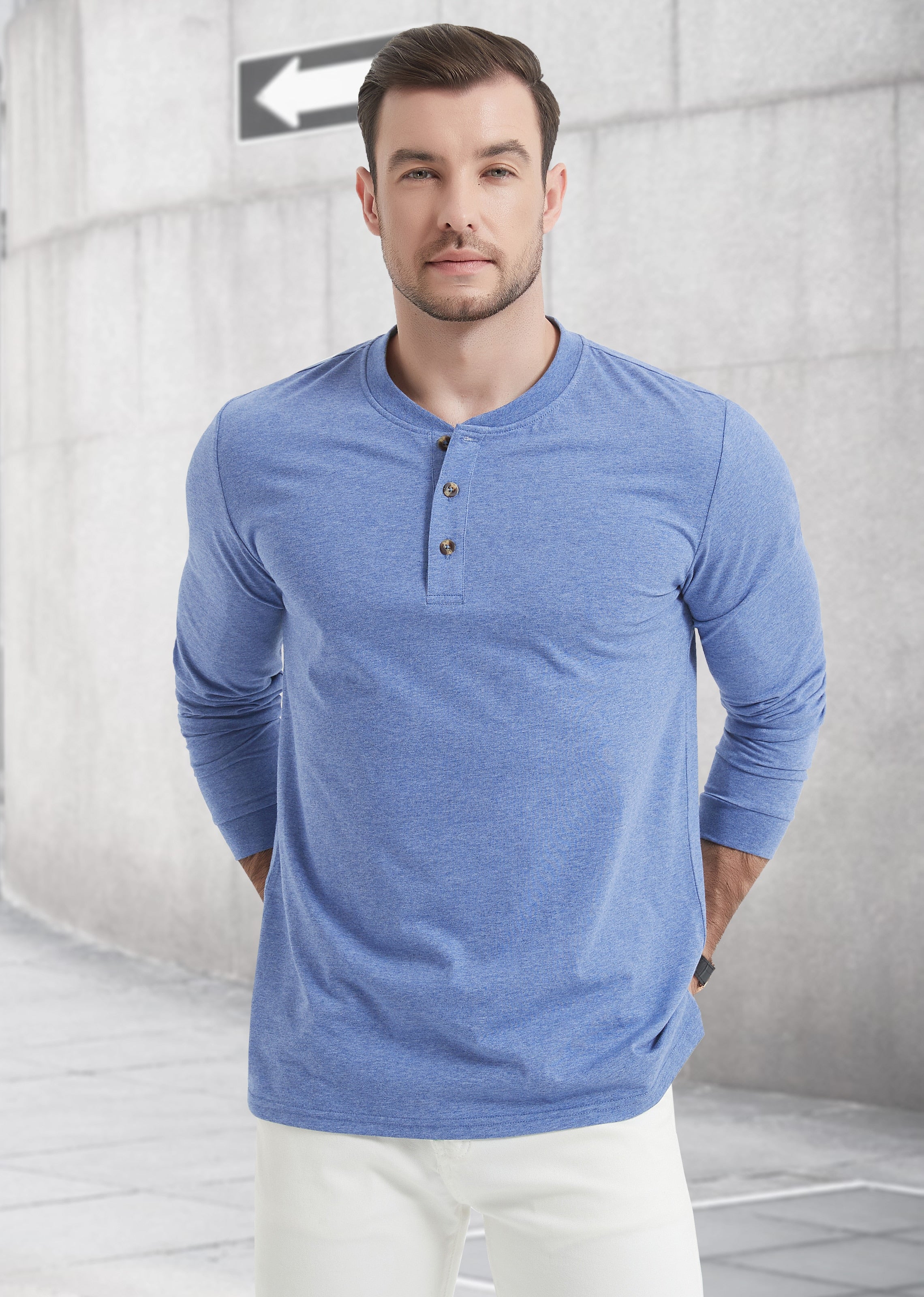 long sleeve cotton henley t-shirts, casual long sleeve t-shirts, pullover tops, henley neck clothing for men, autumn spring coll