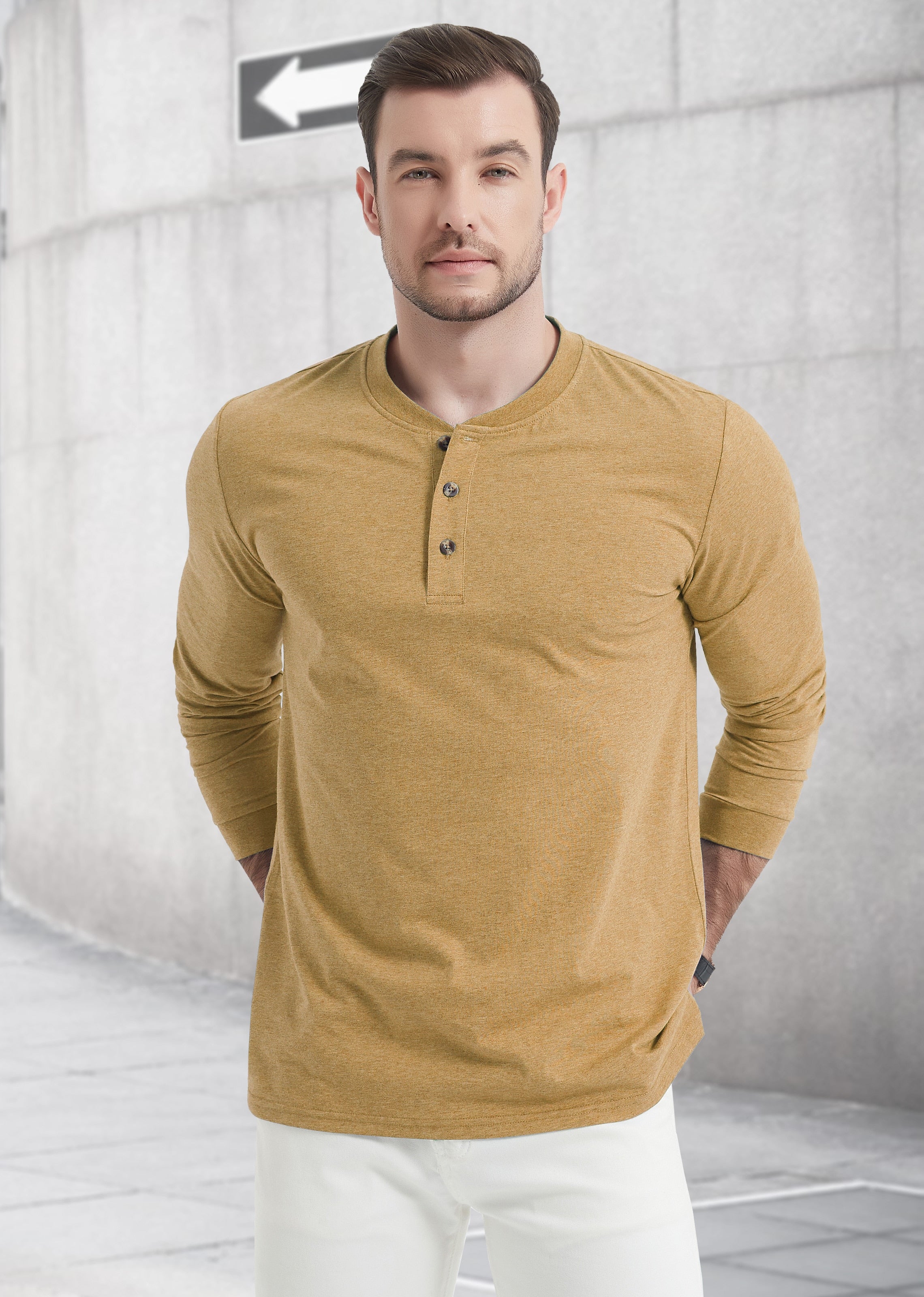 long sleeve cotton henley t-shirts, casual long sleeve t-shirts, pullover tops, henley neck clothing for men, autumn spring coll