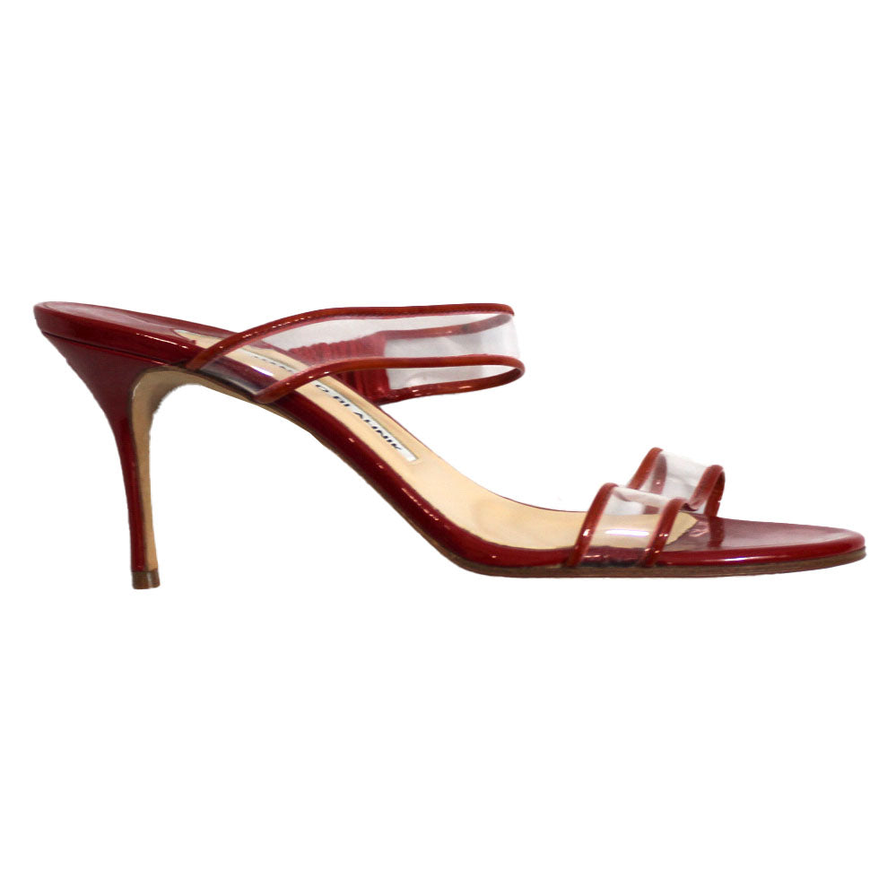 Manolo Blahnik Scarlet Patent Sandals 38.5