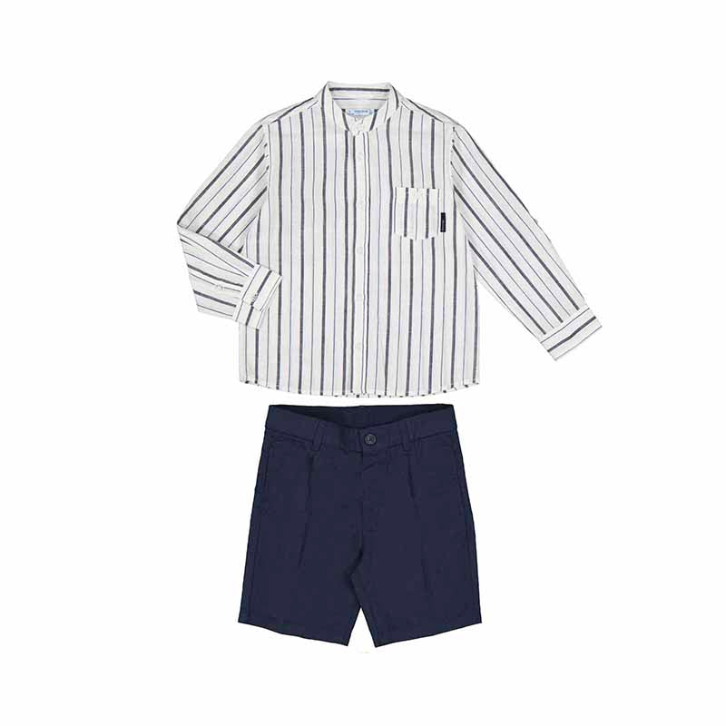 Mayoral long sleeve buttondown shirt and Bermuda shorts set - 3281-34