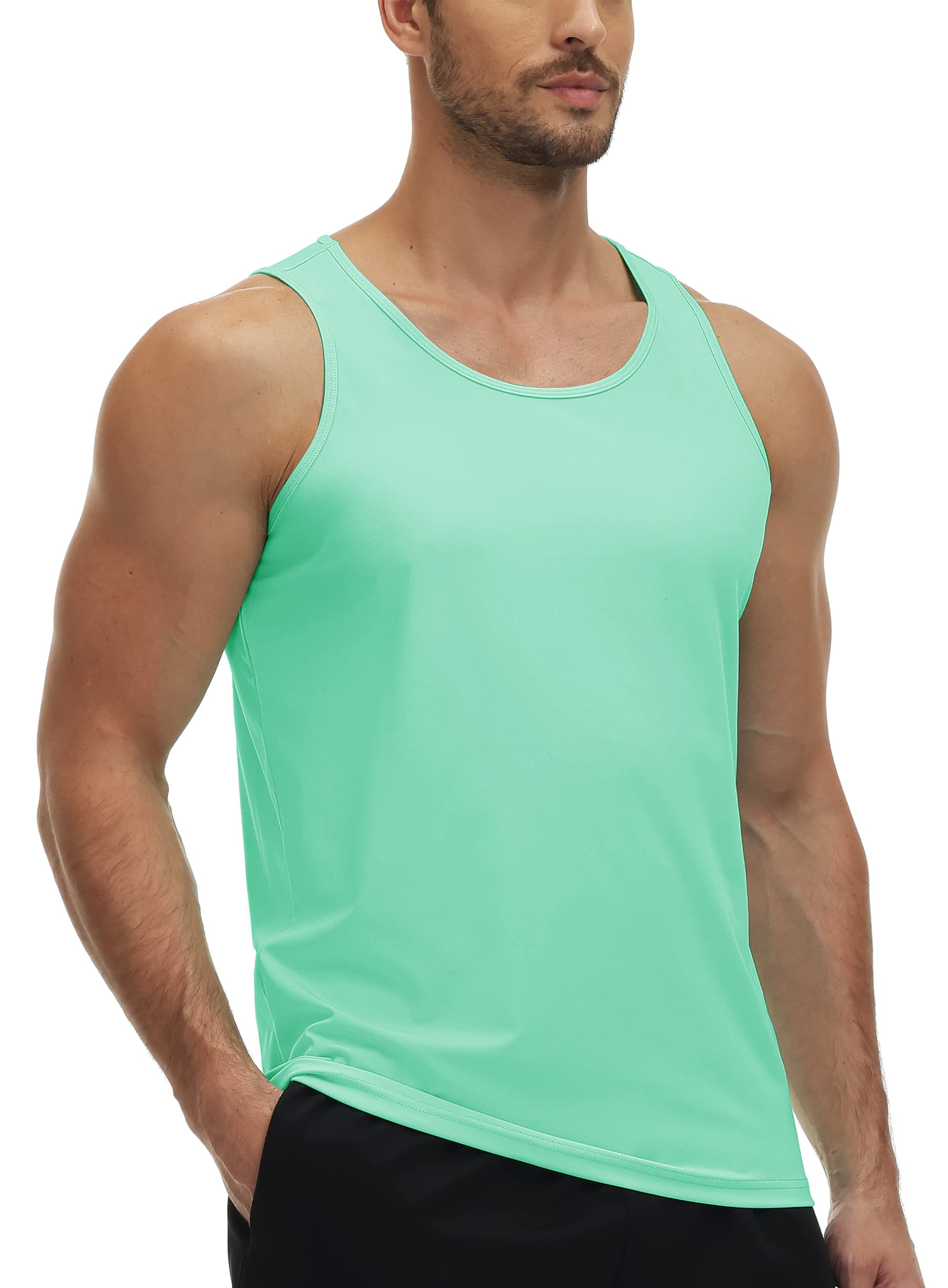 Mens Tank Tops with UPF50+ Sun Protection, Quick Dry Sleeveless T-shirts for Summer Fitness, Running, Gym, Sports, Swimming