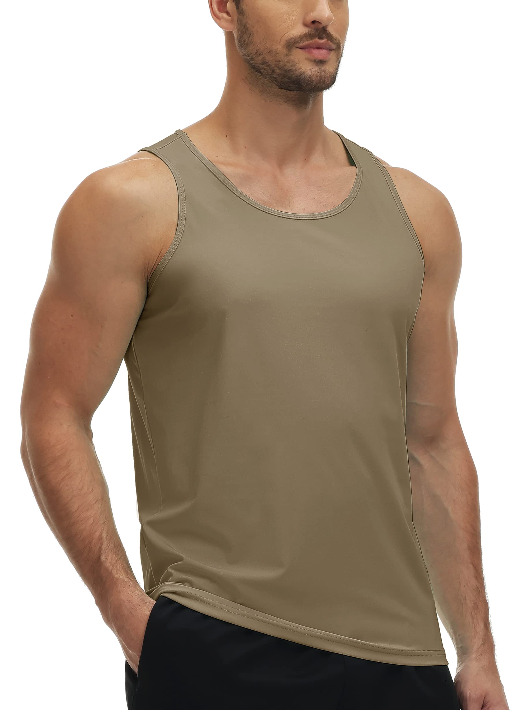 Mens Tank Tops with UPF50+ Sun Protection, Quick Dry Sleeveless T-shirts for Summer Fitness, Running, Gym, Sports, Swimming