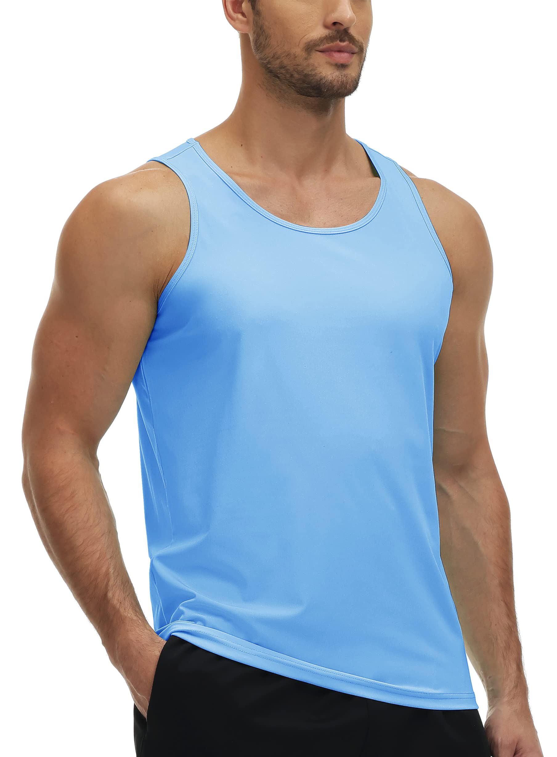 Mens Tank Tops with UPF50+ Sun Protection, Quick Dry Sleeveless T-shirts for Summer Fitness, Running, Gym, Sports, Swimming