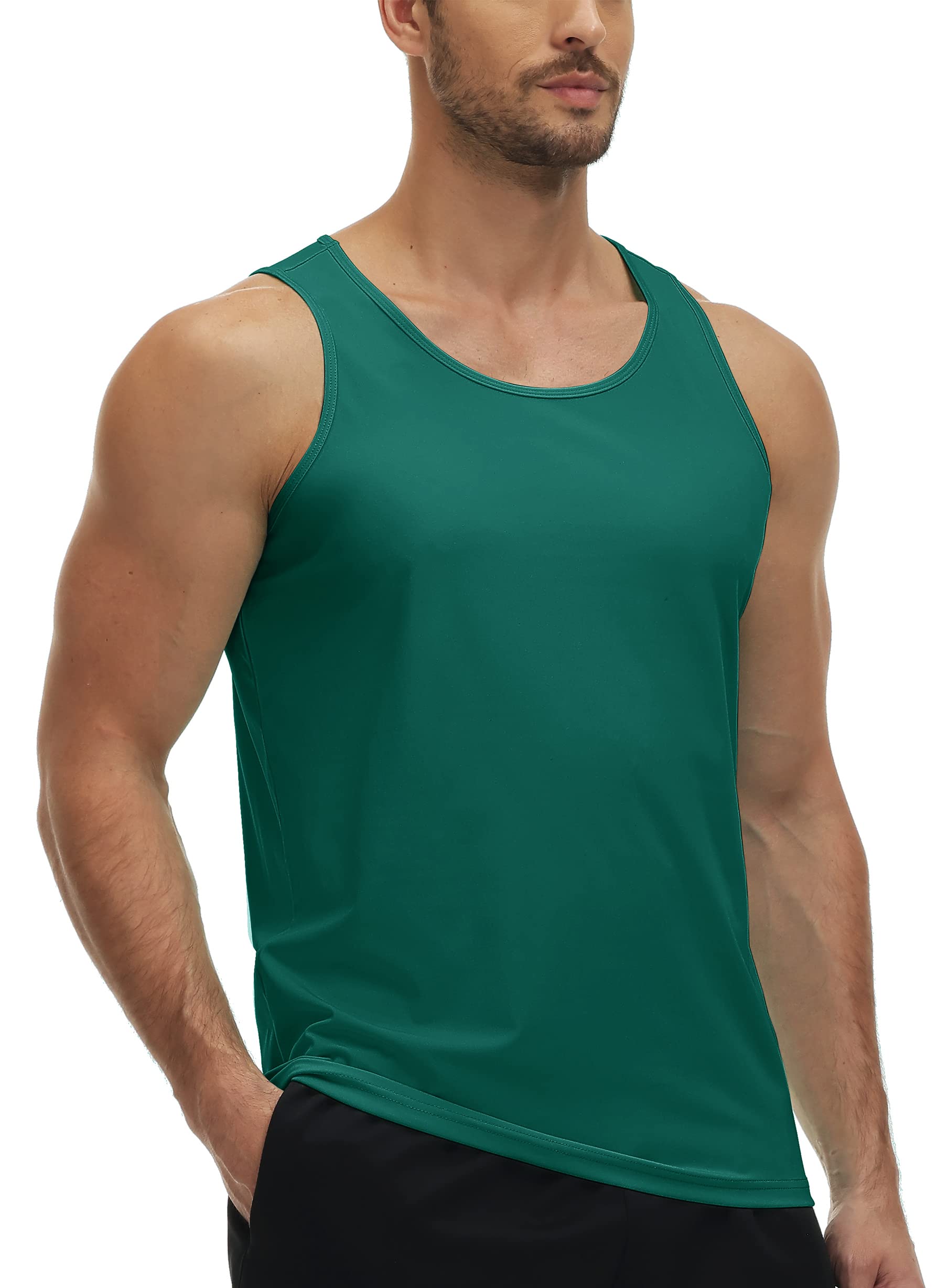 Mens Tank Tops with UPF50+ Sun Protection, Quick Dry Sleeveless T-shirts for Summer Fitness, Running, Gym, Sports, Swimming