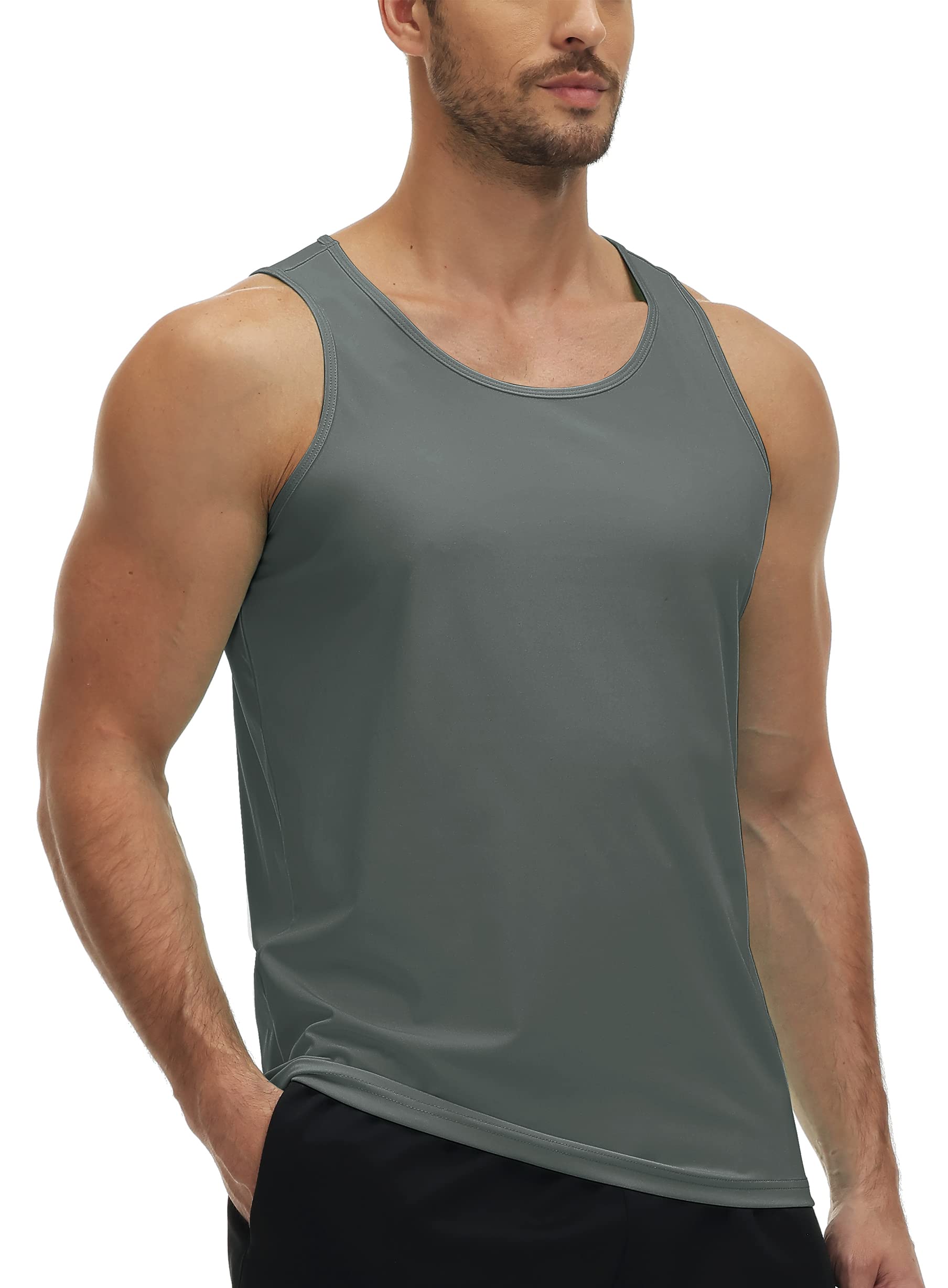 Mens Tank Tops with UPF50+ Sun Protection, Quick Dry Sleeveless T-shirts for Summer Fitness, Running, Gym, Sports, Swimming