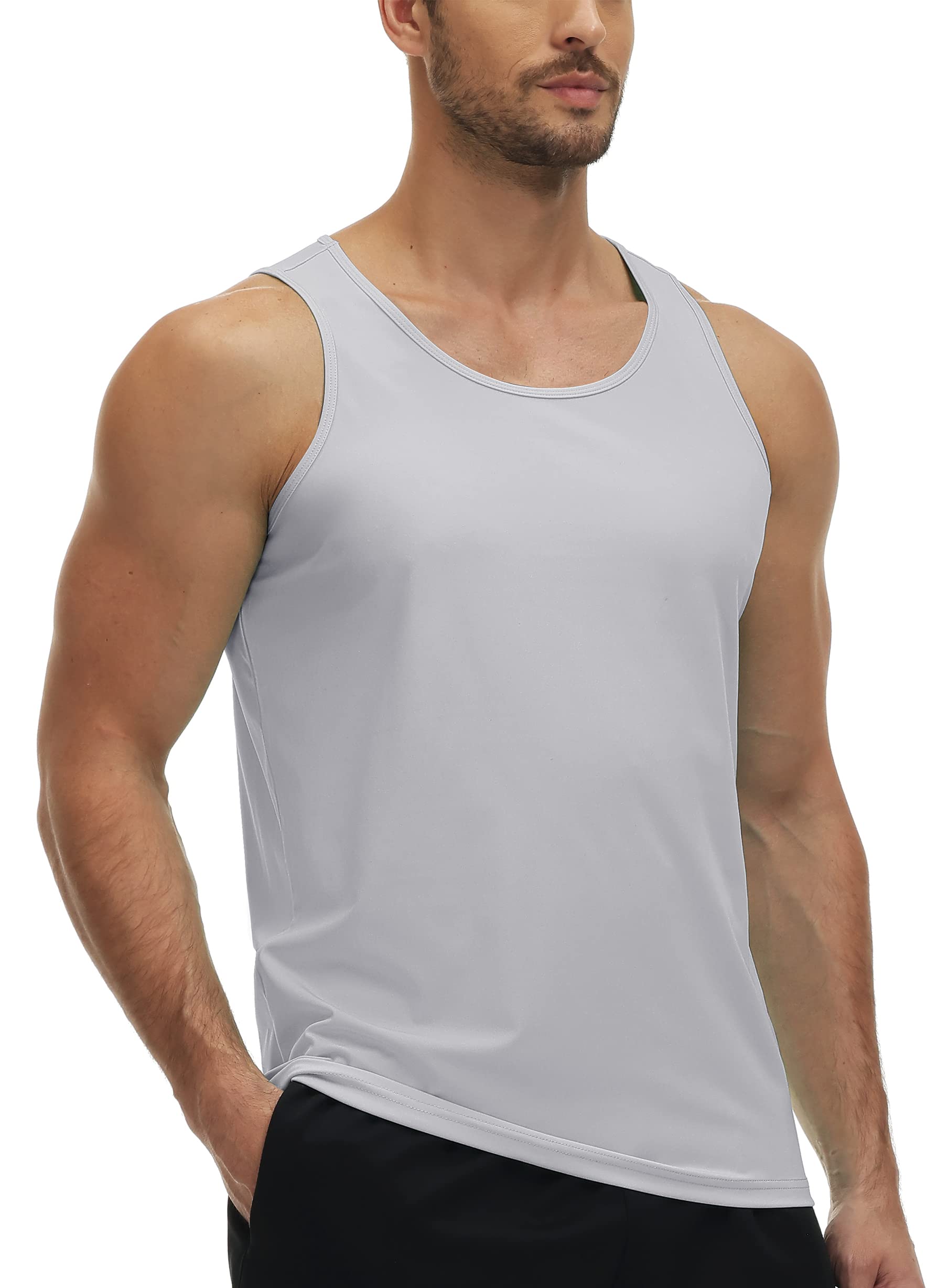 Mens Tank Tops with UPF50+ Sun Protection, Quick Dry Sleeveless T-shirts for Summer Fitness, Running, Gym, Sports, Swimming