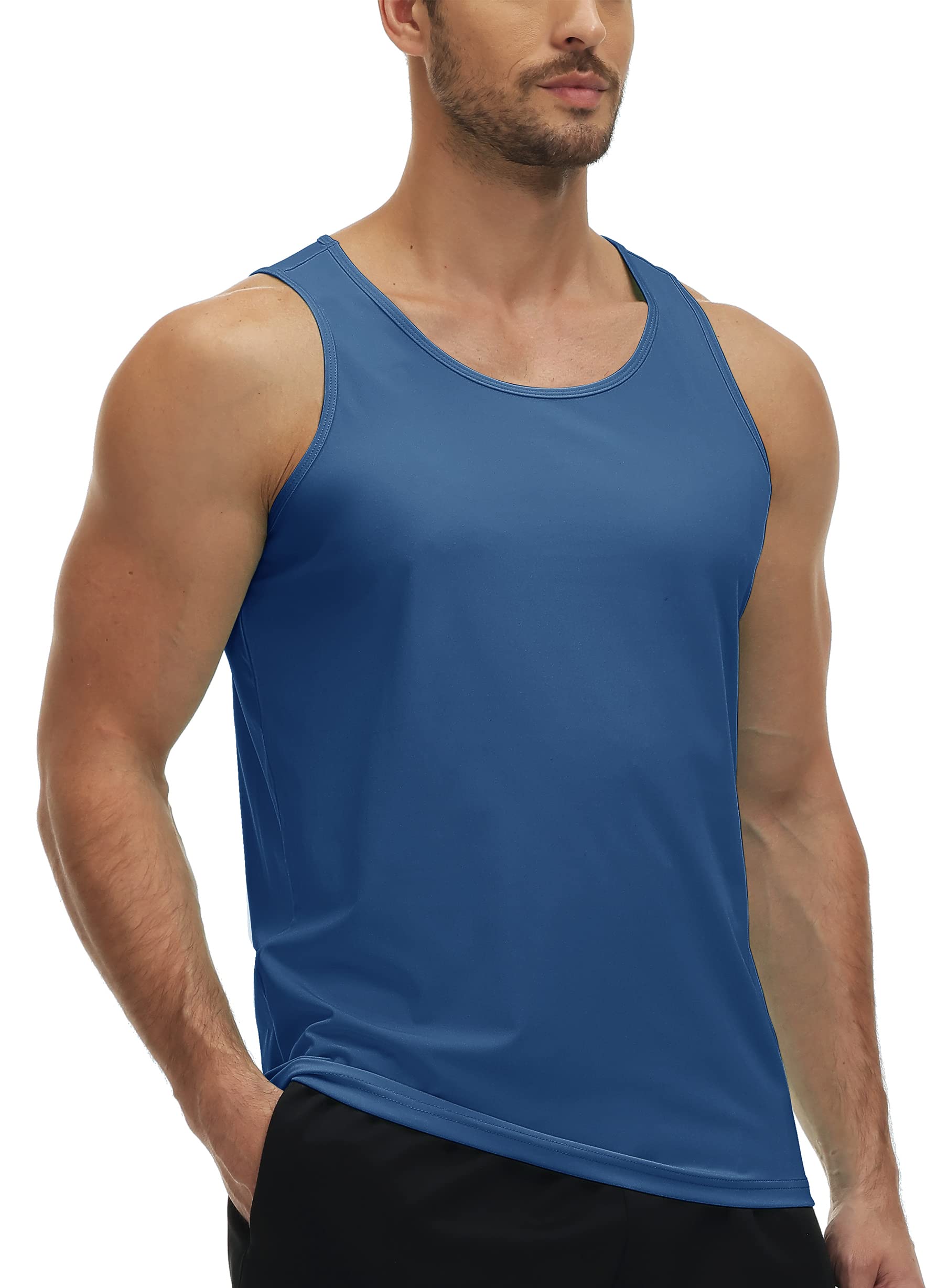 Mens Tank Tops with UPF50+ Sun Protection, Quick Dry Sleeveless T-shirts for Summer Fitness, Running, Gym, Sports, Swimming