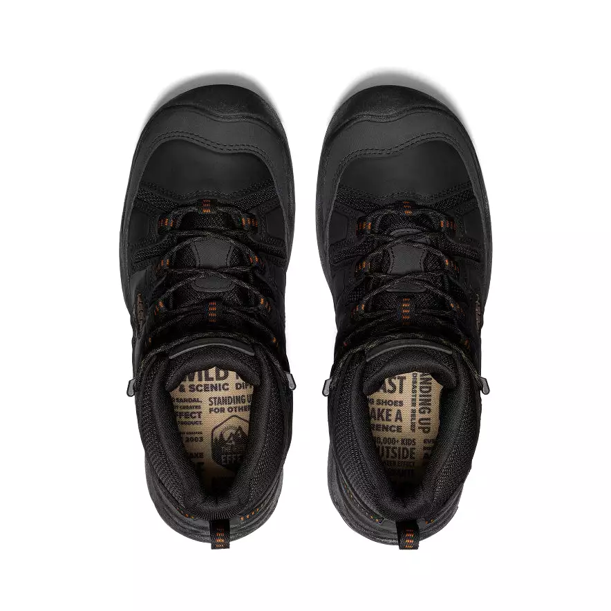 Men's waterproof circadia mid boots in black and curry color.