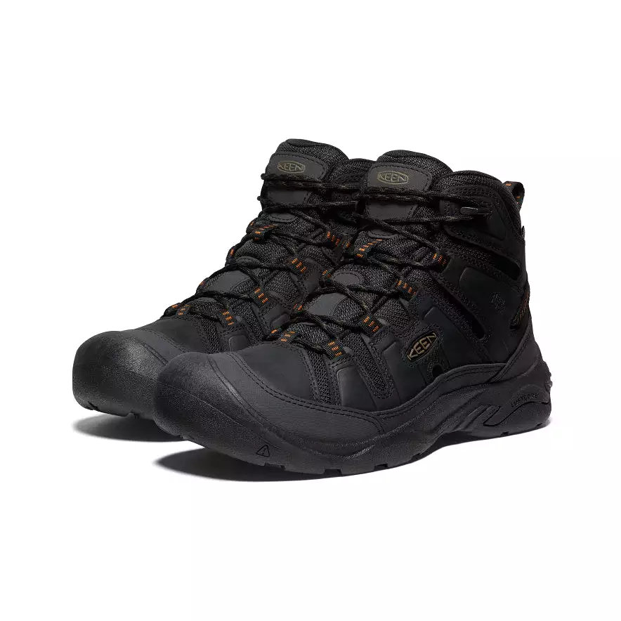 Men's waterproof circadia mid boots in black and curry color.