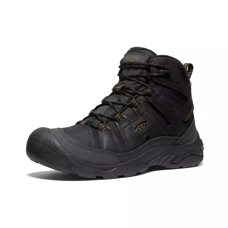 Men's waterproof circadia mid boots in black and curry color.