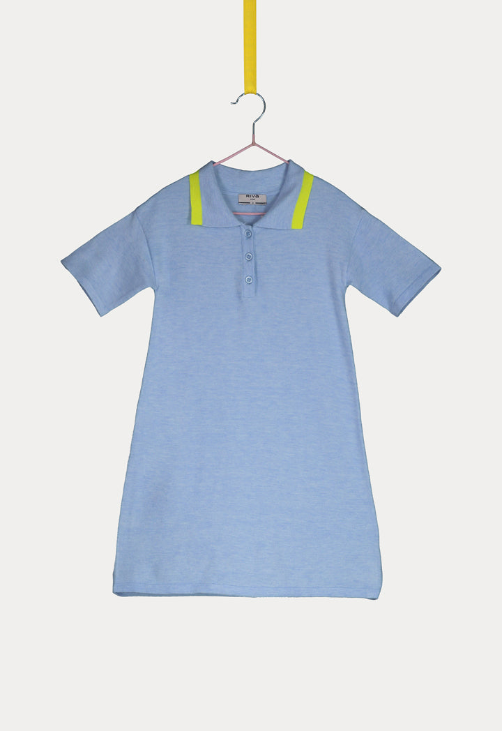 Mixed fabric dress polo shirt