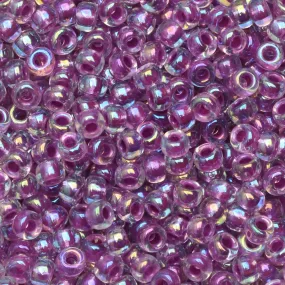 Miyuki Round Seed Beads, 8/0, #9264 Raspberry Lined Crystal AB (22 Gram Tube)