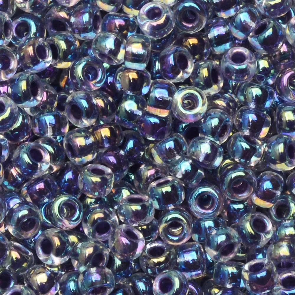 Miyuki Round Seed Beads, 8/0, #9274 Amethyst Lined Crystal AB (22 Gram Tube)