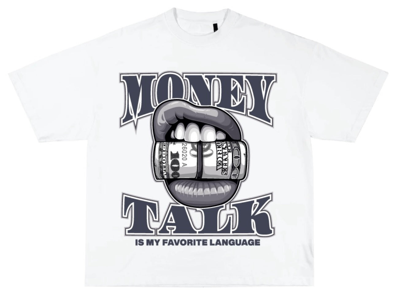 Money Talks Grey 11's White Tee