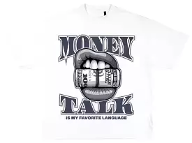 Money Talks Grey 11's White Tee