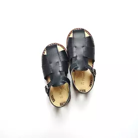 Navy leather sandals