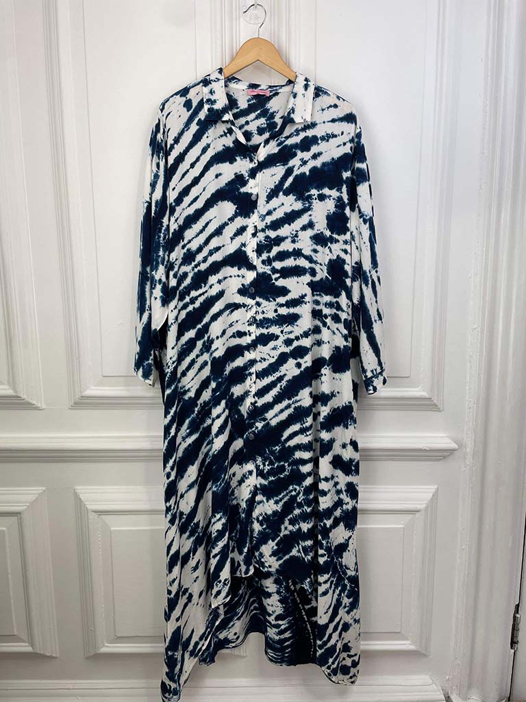 Navy Tie Dye Shirt Dress