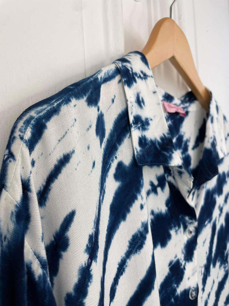 Navy Tie Dye Shirt Dress