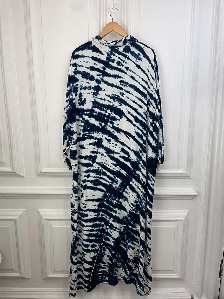 Navy Tie Dye Shirt Dress