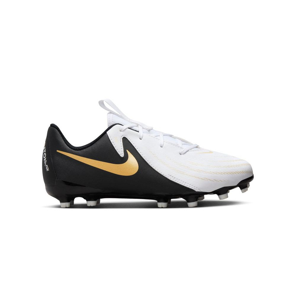 Nike Phantom GX2 Academy FG Junior Football Boots White Black Metallic Gold