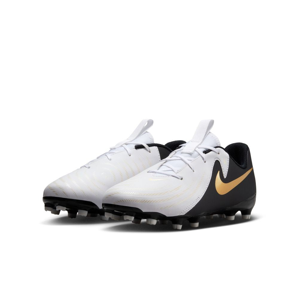 Nike Phantom GX2 Academy FG Junior Football Boots White Black Metallic Gold