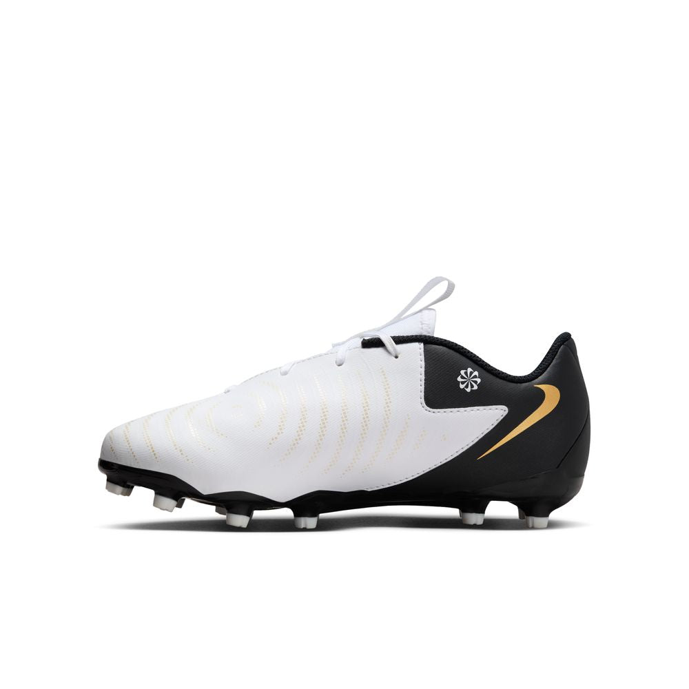 Nike Phantom GX2 Academy FG Junior Football Boots White Black Metallic Gold