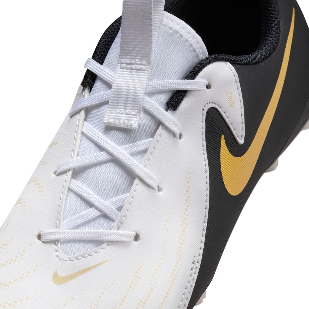 Nike Phantom GX2 Academy FG Junior Football Boots White Black Metallic Gold