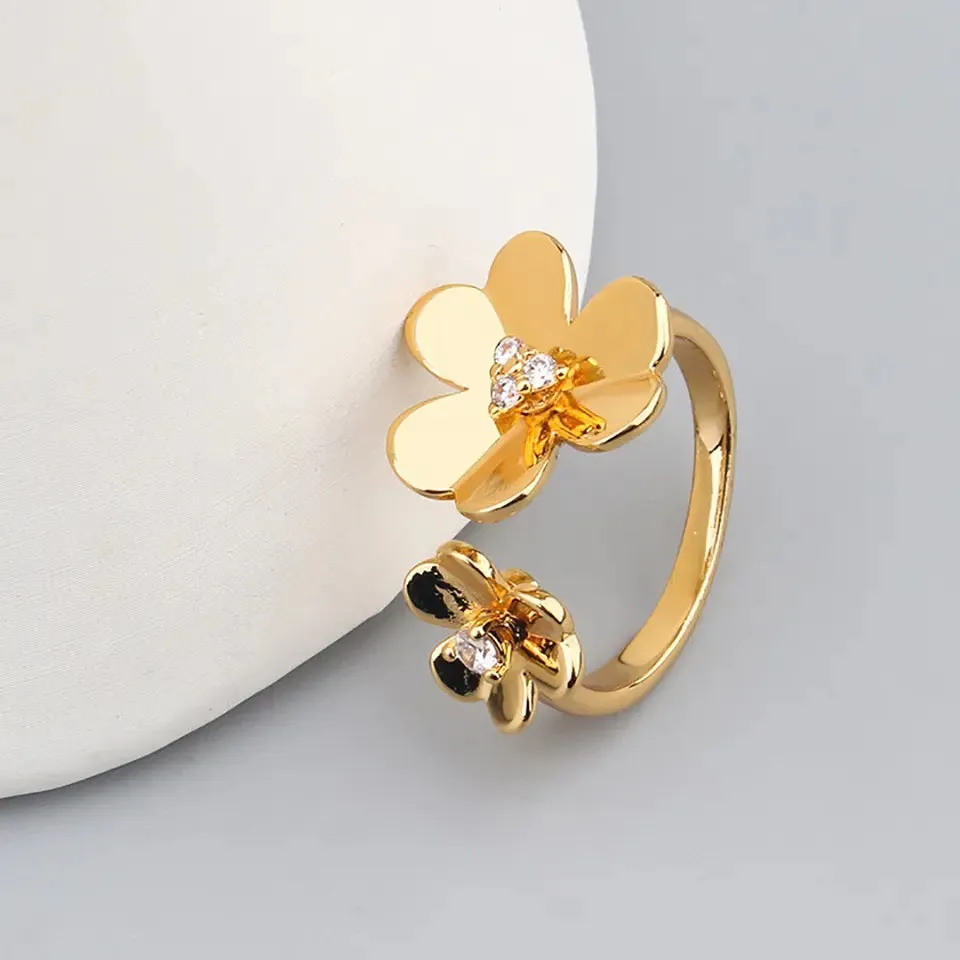 Open Flower Ring Wedding Party Travel Jewelry Copper Classic - S83332