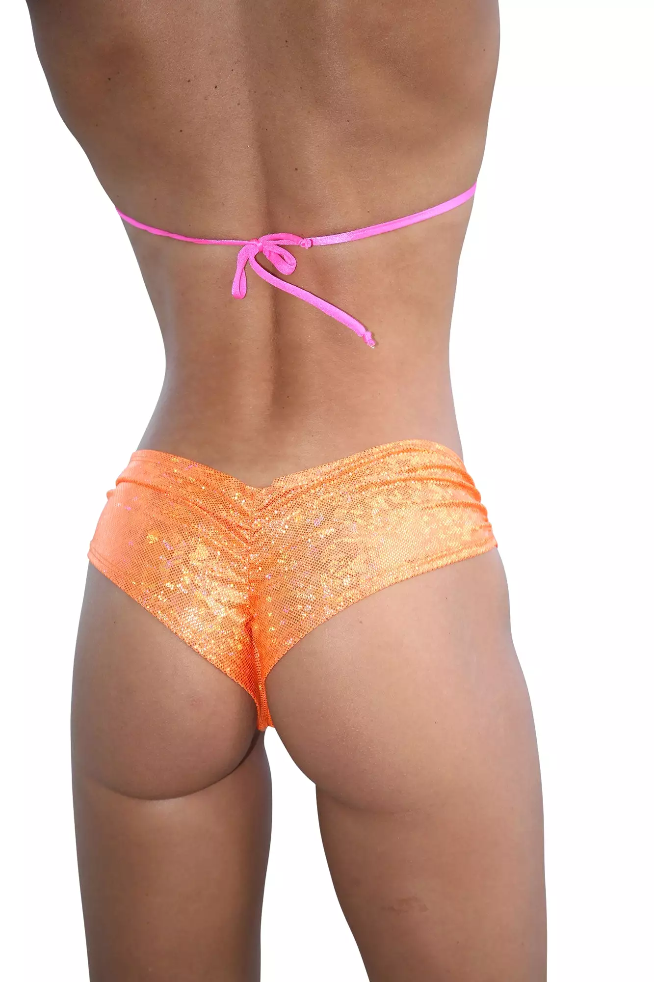 Orange Holographic Rave Booty Shorts