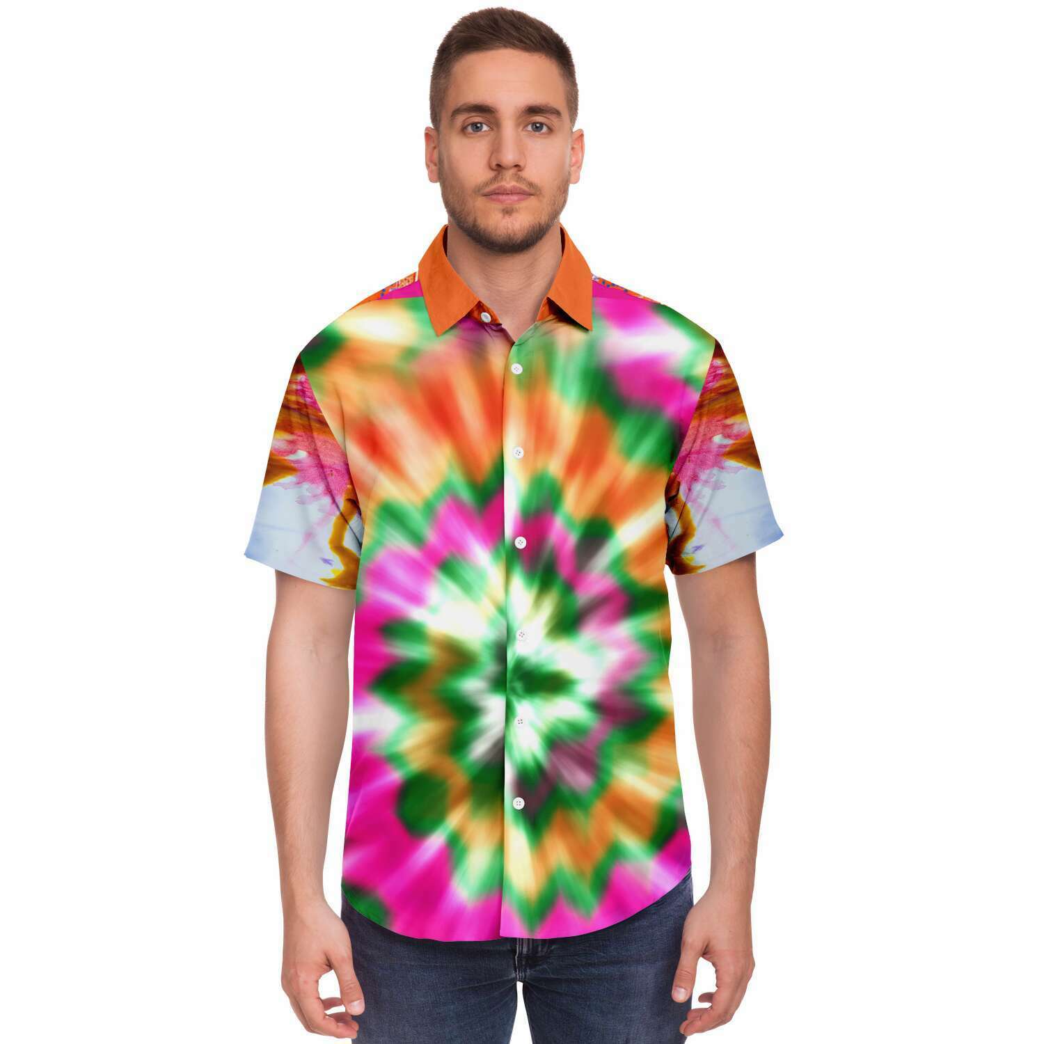 Orange Starburst Short Sleeve Shirt