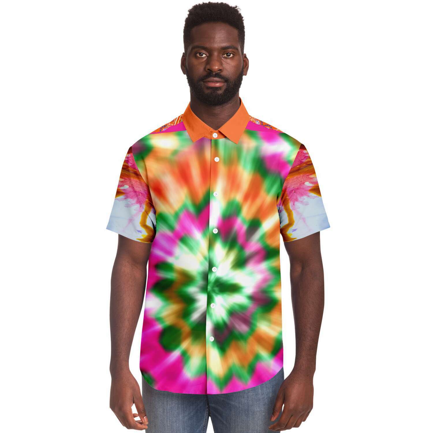 Orange Starburst Short Sleeve Shirt