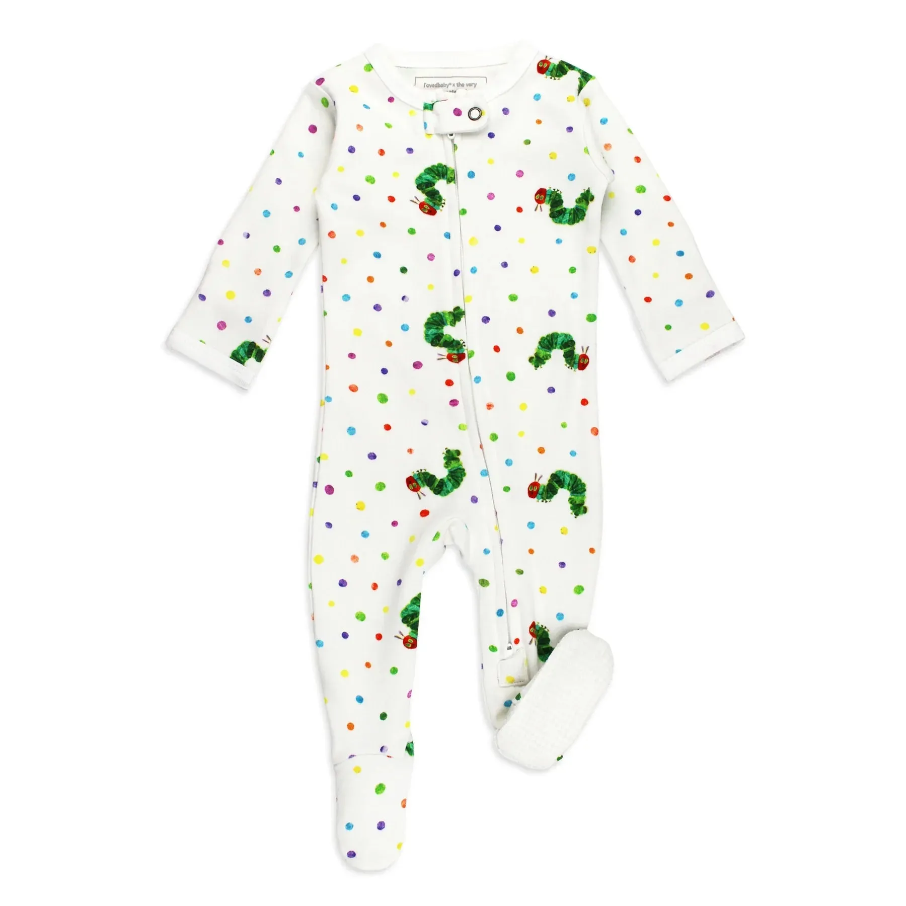 Organic Caterpillar Footie with 2-Way Zipper