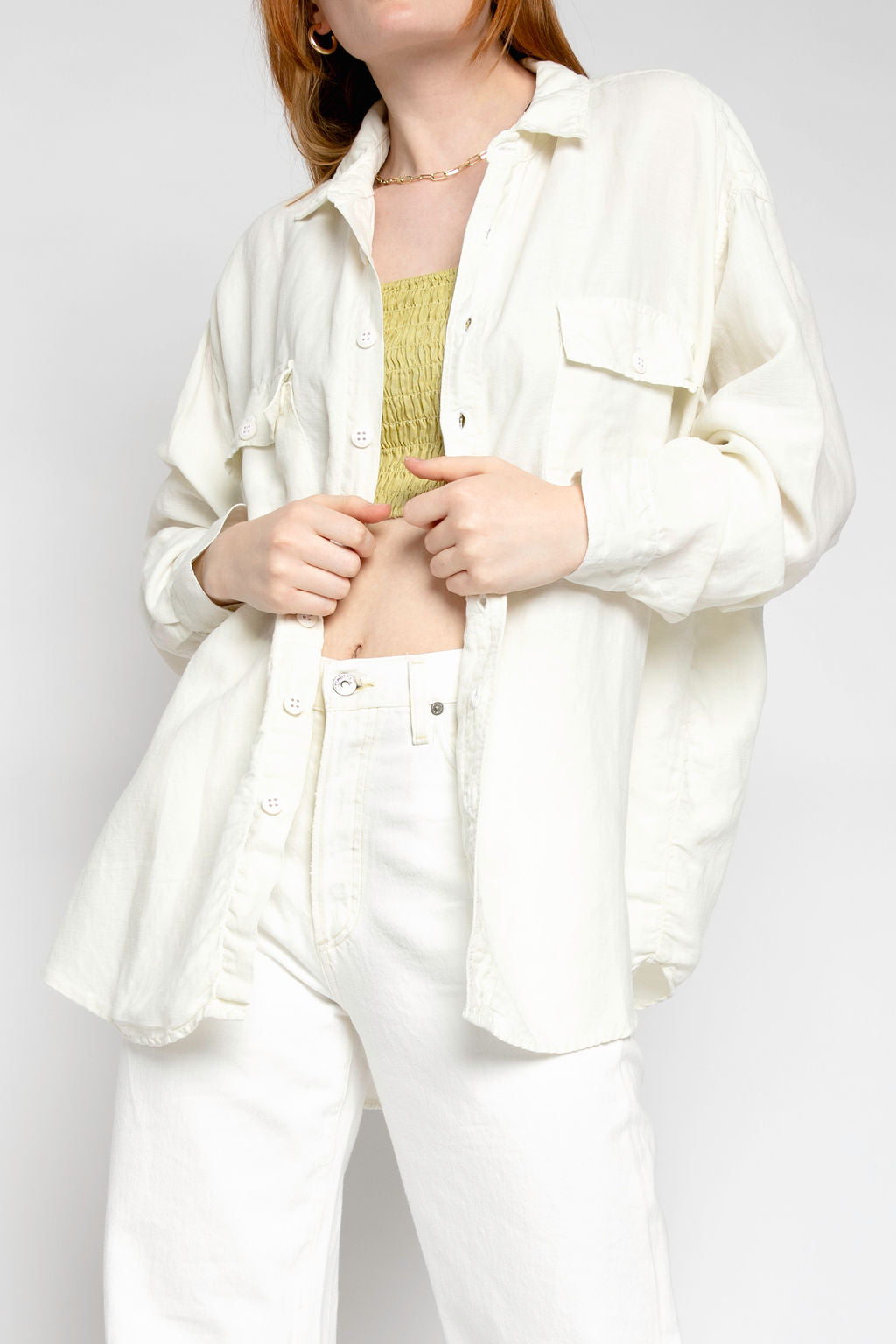 Oversized Linen Shirt in Soft White - Buy Now