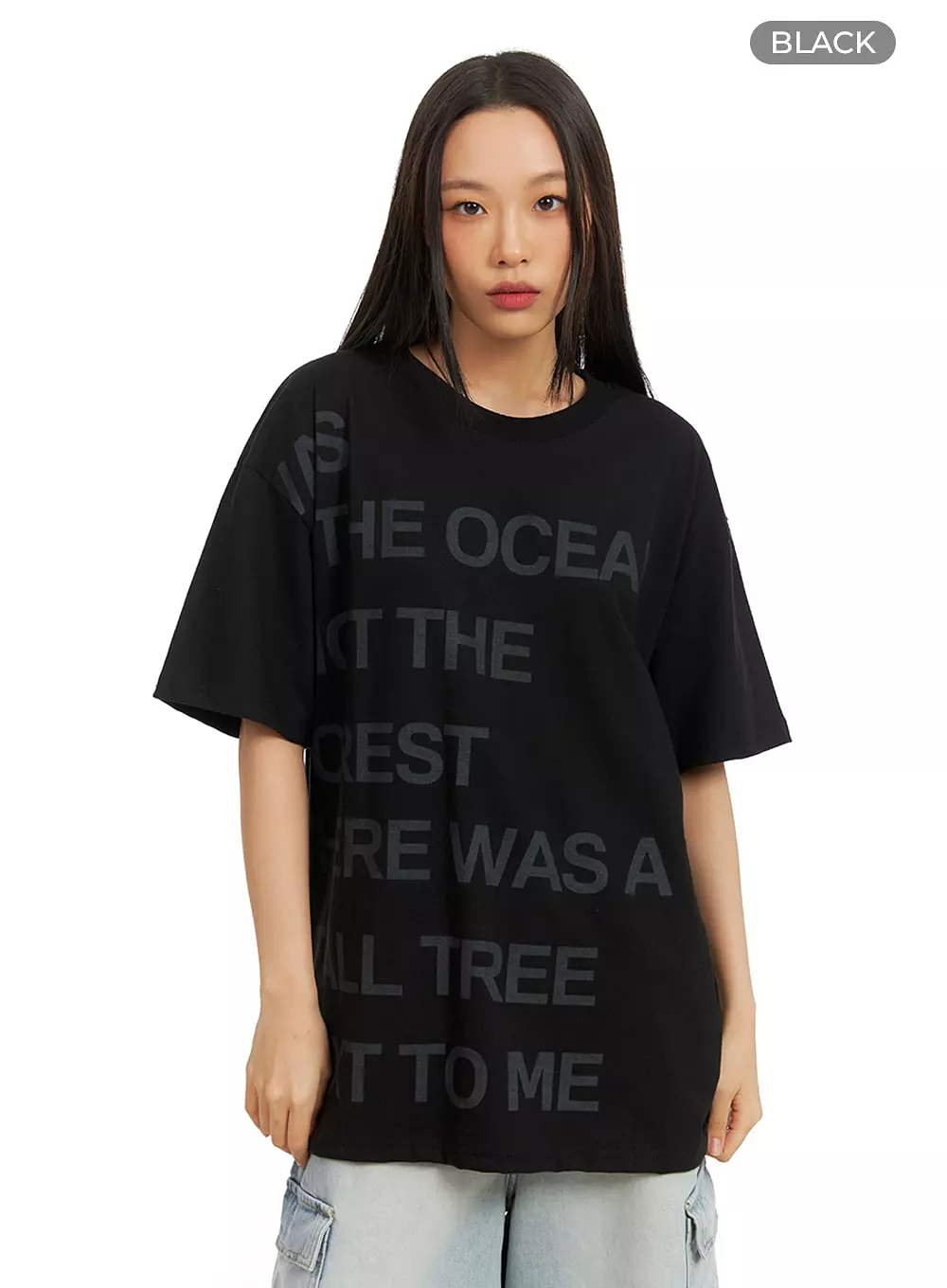 Oversized T-Shirt with Large Lettering - IA417