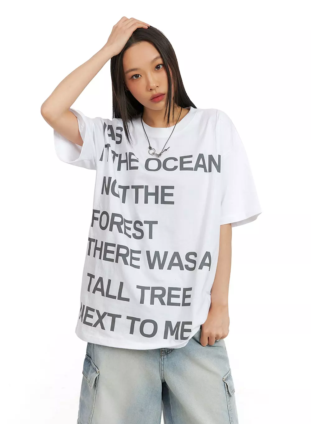 Oversized T-Shirt with Lettering - IA417