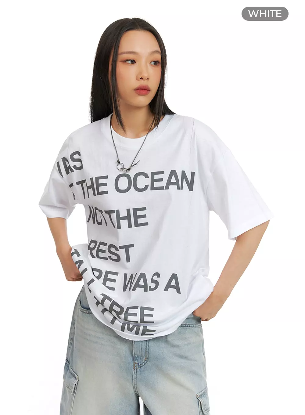 Oversized T-Shirt with Lettering - IA417