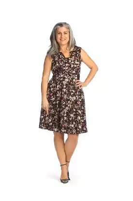 Papillion Floral Flared Dress PD-14670 with Belt