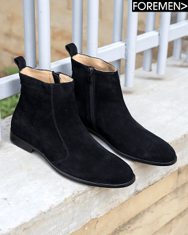 Paris Black Suede Chelsea Boots