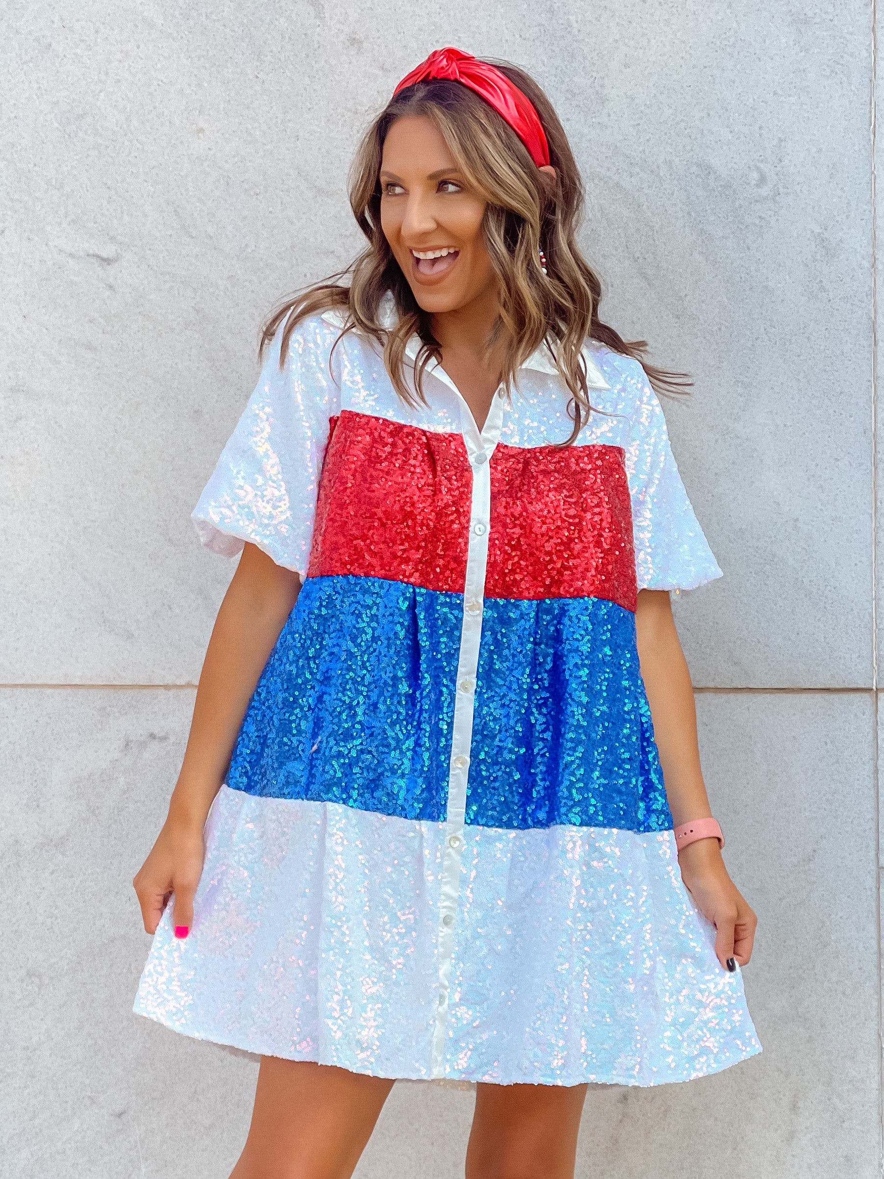 Patriotic Princess Dress - Color Block Design