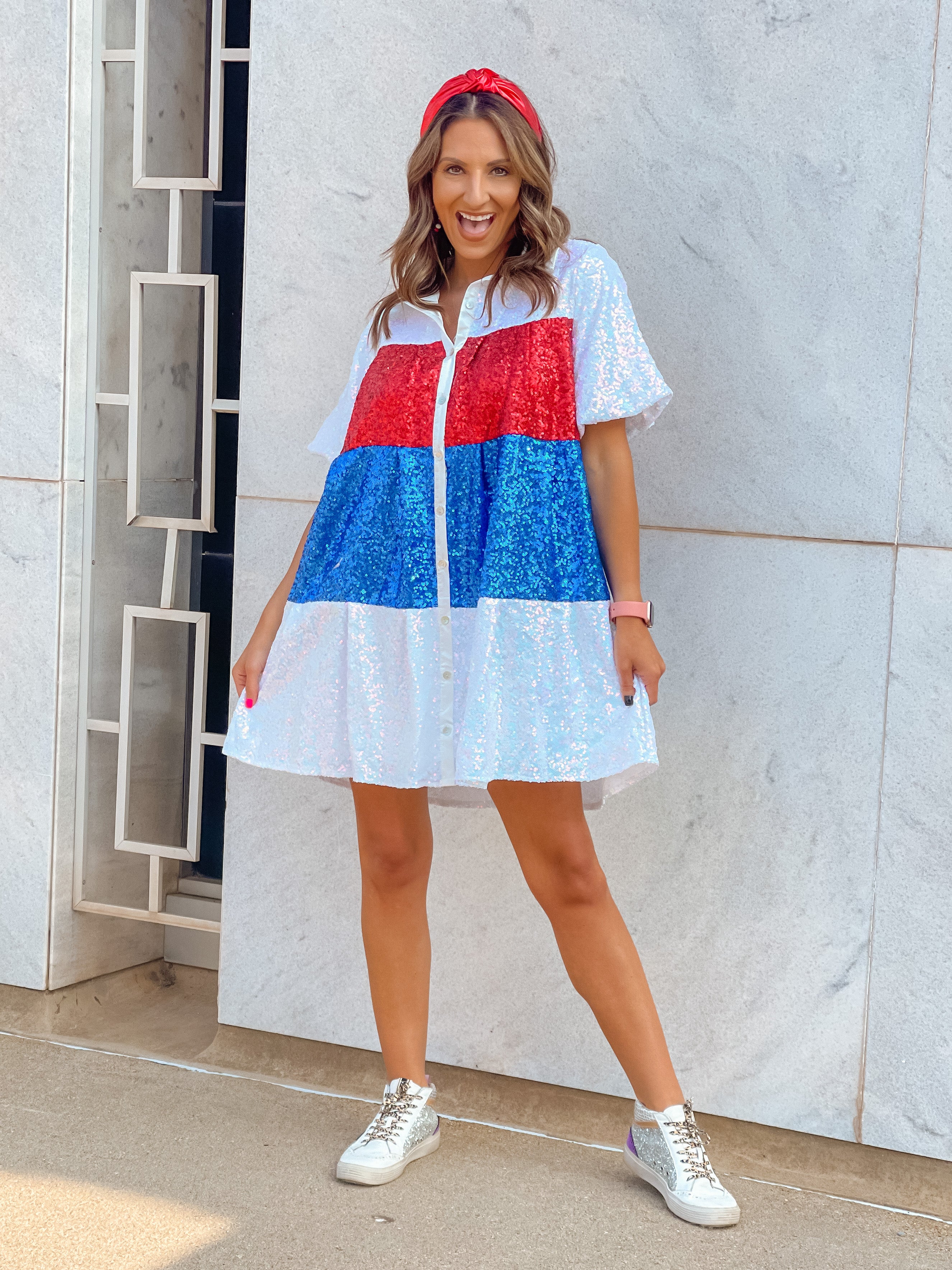 Patriotic Princess Dress - Color Block Design